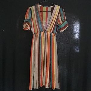 Colorful deep v-neck top